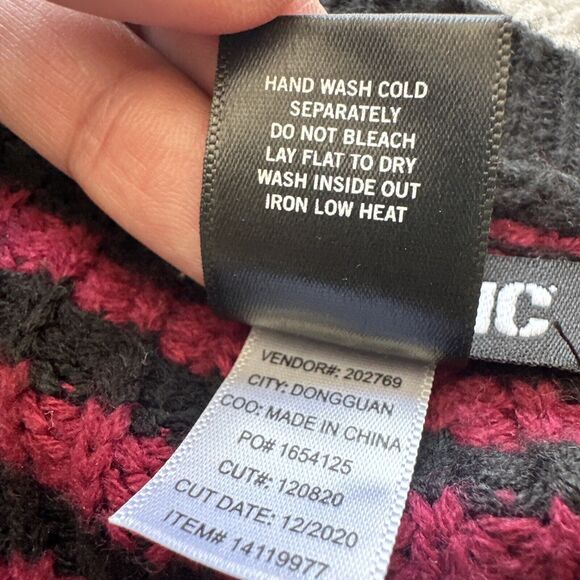 Hot Topic Long Cardigan Sweater, Red, Black, Striped Emo Size Medium Button Down - Picture 12 of 14